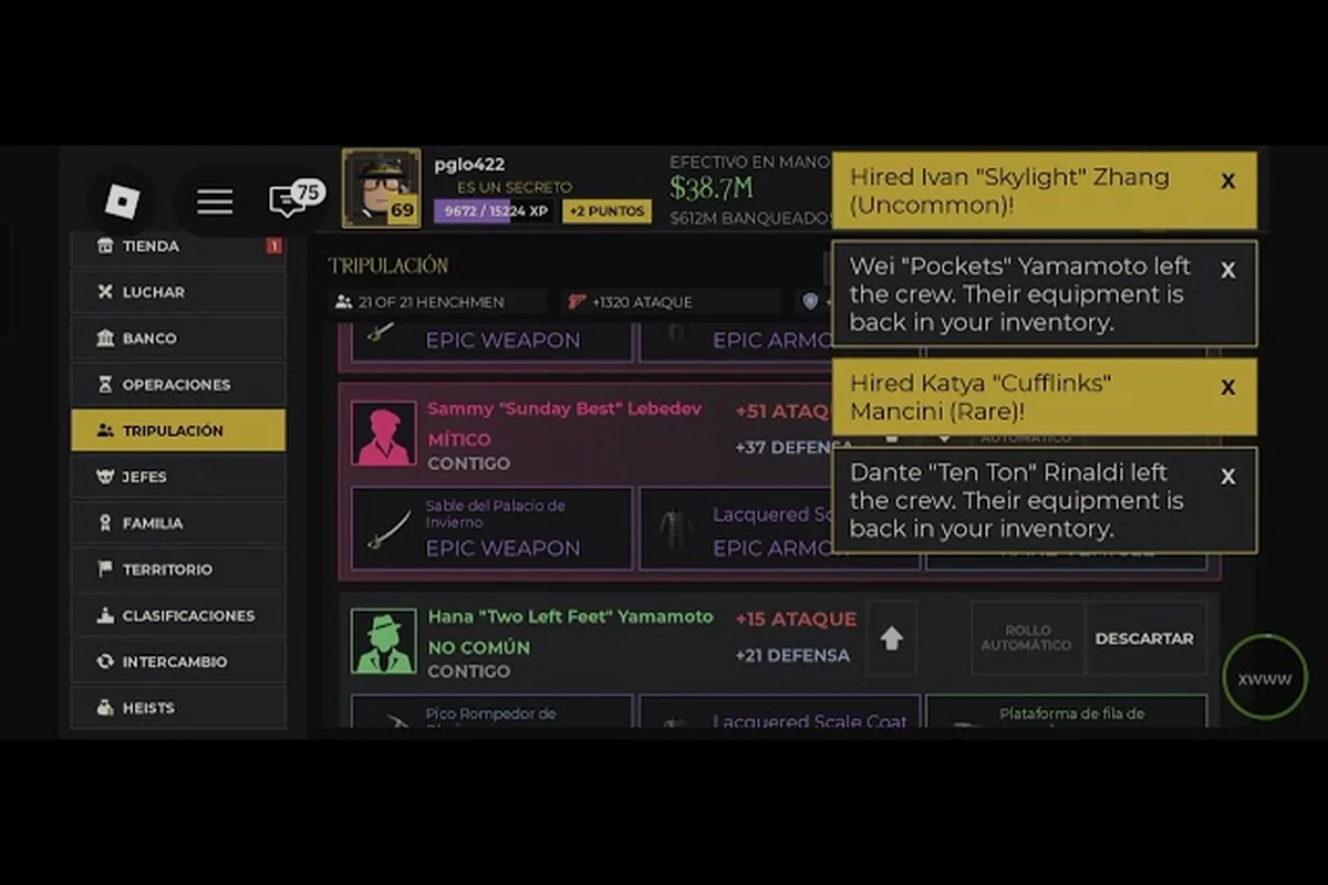 Idle Mafia Game Handlanger-Ausrüstung Guide: Slots und Loadouts